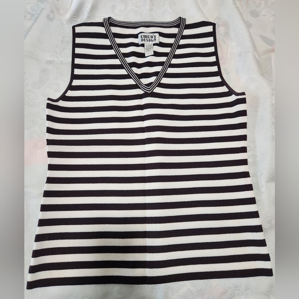 Striped Knit Shell by Chico's Design Sz 1 (S)!